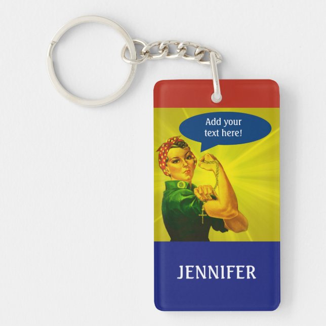 Rosie the Riveter Holy Rosary Key Ring (Front)