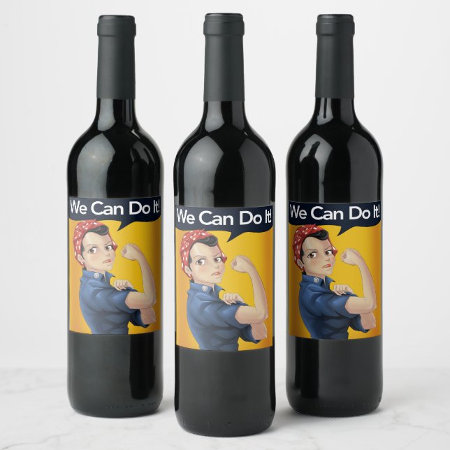 Rosie the Riveter Iconic We Can Do It Wine Label (Bottles)