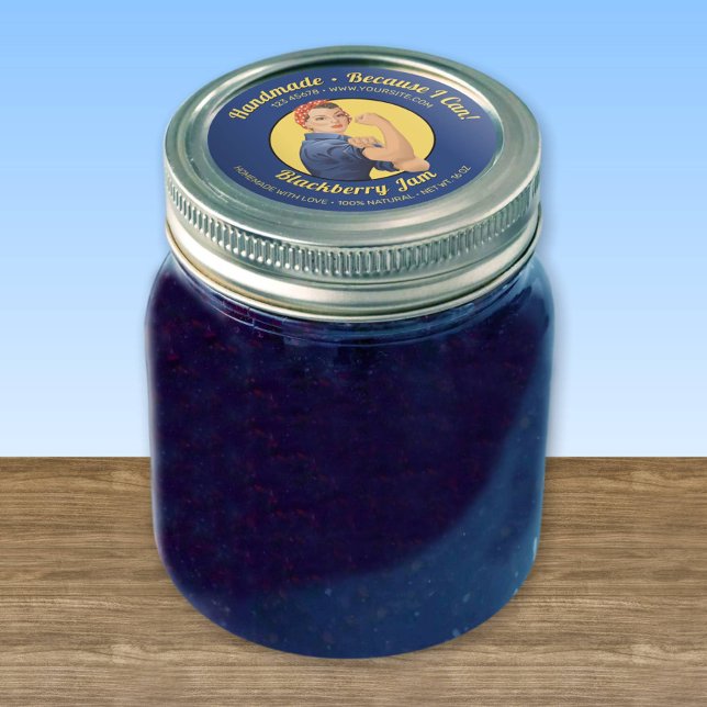 Rosie the Riveter Jar Lid Round Sticker (Creator Uploaded)