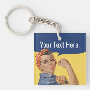 Rosie The Riveter Keychains Custom Text