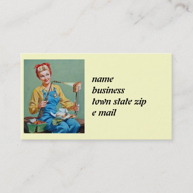 Rosie the Riveter Makes Toasted Cheese Business Card (Front)