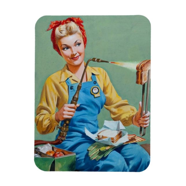 Rosie the Riveter Makes Toasted Cheese Magnet (Vertical)