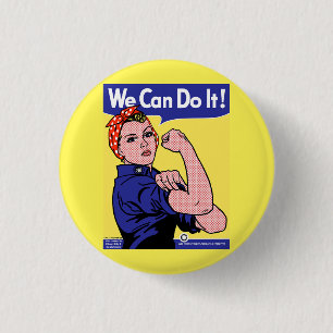 Rosie the Riveter Meet Roy Lichtenstein Pop Art 3 Cm Round Badge