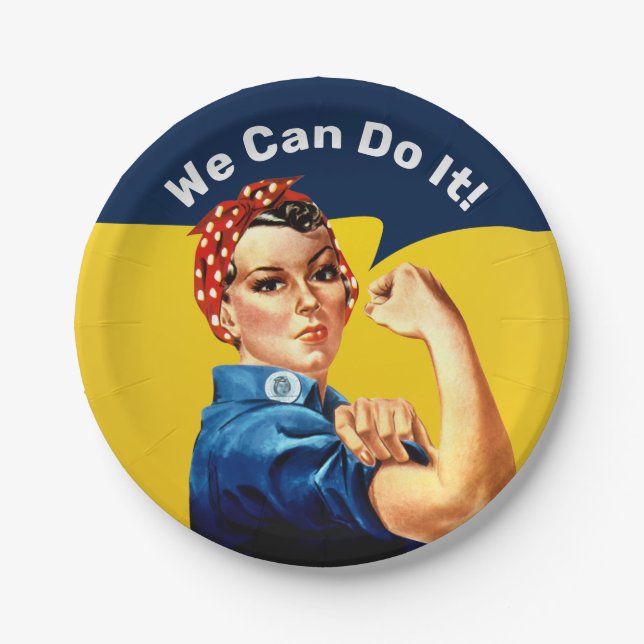 Rosie the Riveter | Paper Plate | Custom Text (Front)