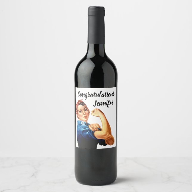 Rosie the Riveter Personalise Wine Label (Front)