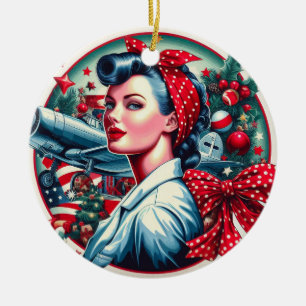 Rosie the Riveter Pin-up Girl Christmas Ornament