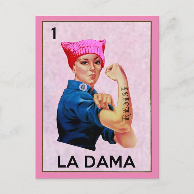 Rosie the Riveter Resists La Dama Loteria  Postcard (Front)