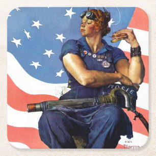 "Rosie the Riveter" Square Paper Coaster