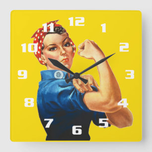 Rosie the Riveter Square Wall Clock