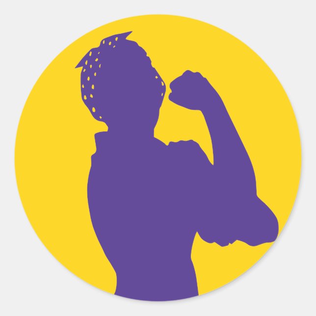 Rosie the Riveter sticker with customisable colour (Front)