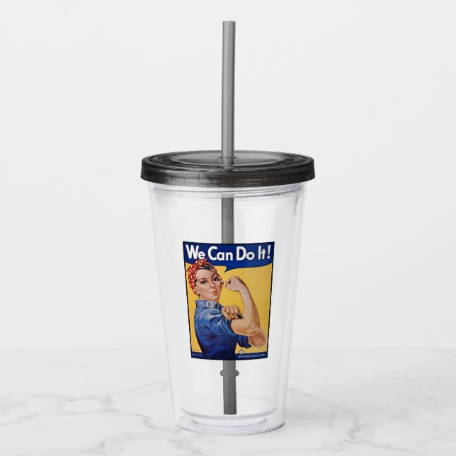 Rosie the Riveter: Strong Women Female Empowerment Acrylic Tumbler (Front)