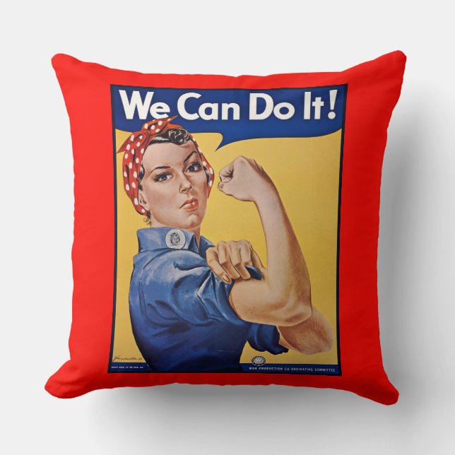 Rosie the Riveter: Strong Women Female Empowerment Cushion (Front)