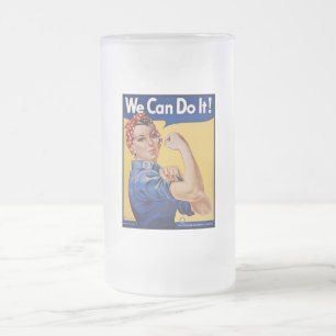 Rosie the Riveter: Strong Women Female Empowerment Frosted Glass Beer Mug