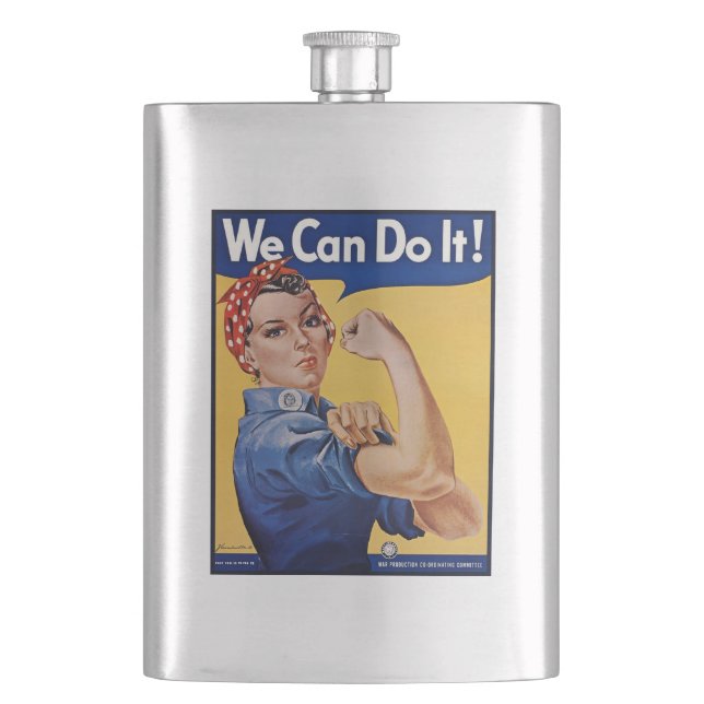 Rosie the Riveter: Strong Women Female Empowerment Hip Flask (Front)