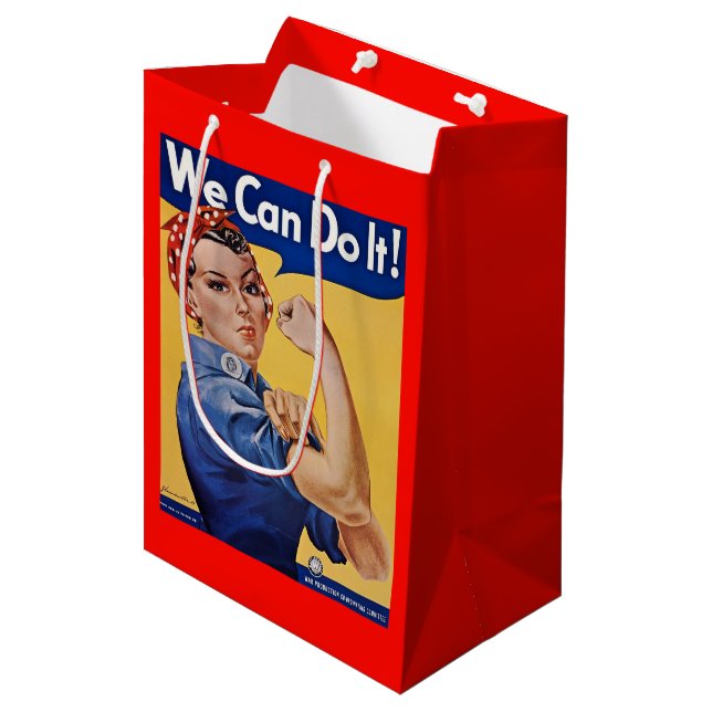 Rosie the Riveter: Strong Women Female Empowerment Medium Gift Bag (Front Angled)