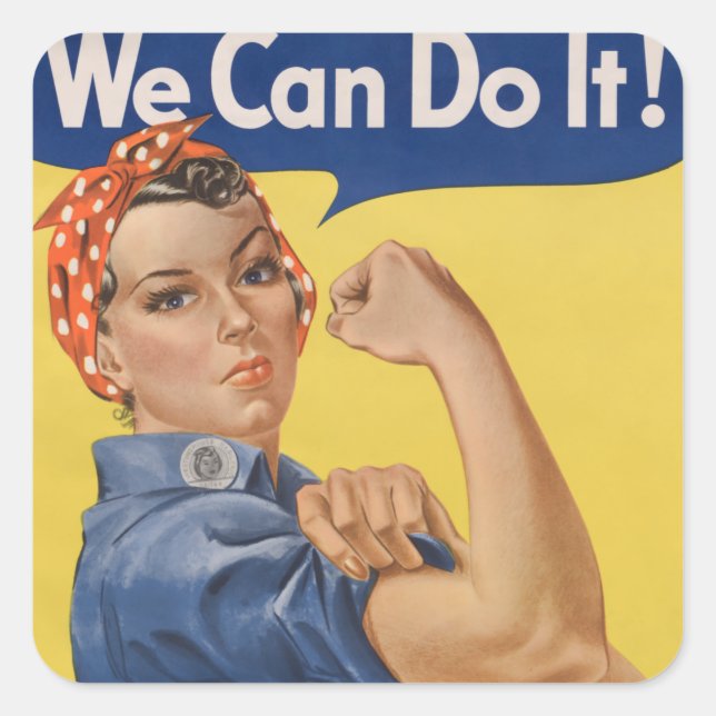 Rosie the Riveter: Strong Women Female Empowerment Square Sticker (Front)