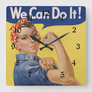 Rosie the Riveter: Strong Women Female Empowerment Square Wall Clock