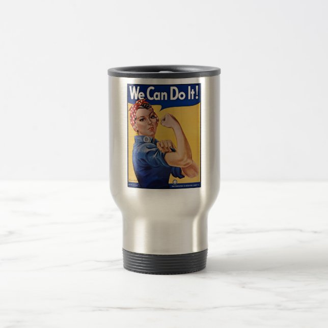 Rosie the Riveter: Strong Women Female Empowerment Travel Mug (Center)
