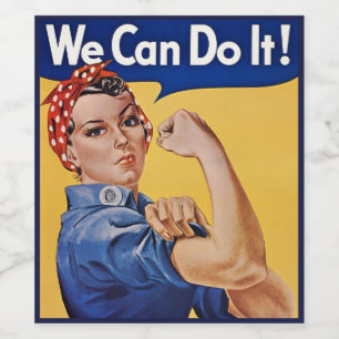 Rosie the Riveter: Strong Women Female Empowerment Wine Label