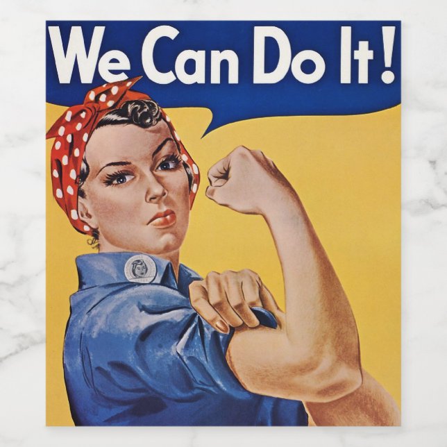 Rosie the Riveter: Strong Women Female Empowerment Wine Label (Single Label)