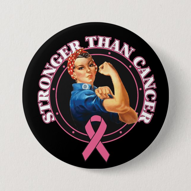 Rosie The Riveter Stronger Than Breast Cancer 7.5 Cm Round Badge (Front)