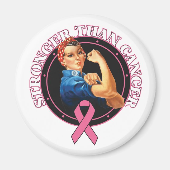 Rosie The Riveter Stronger Than Breast Cancer Magnet (Front)