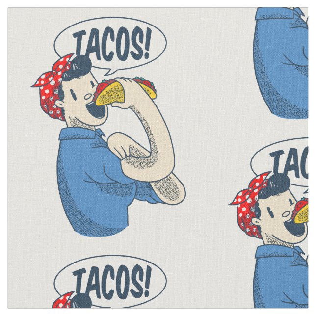 rosie the riveter taco cinco de mayo fabric (Close Up)