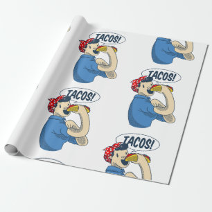 rosie the riveter taco cinco de mayo wrapping paper