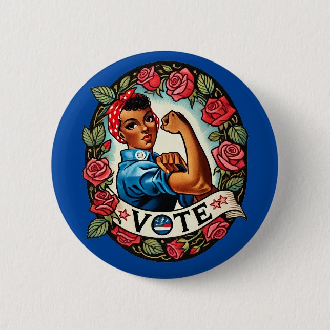 Rosie the Riveter Vote                             6 Cm Round Badge (Front)