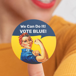 Rosie the Riveter   Vote Blue   Classic Round Sticker
