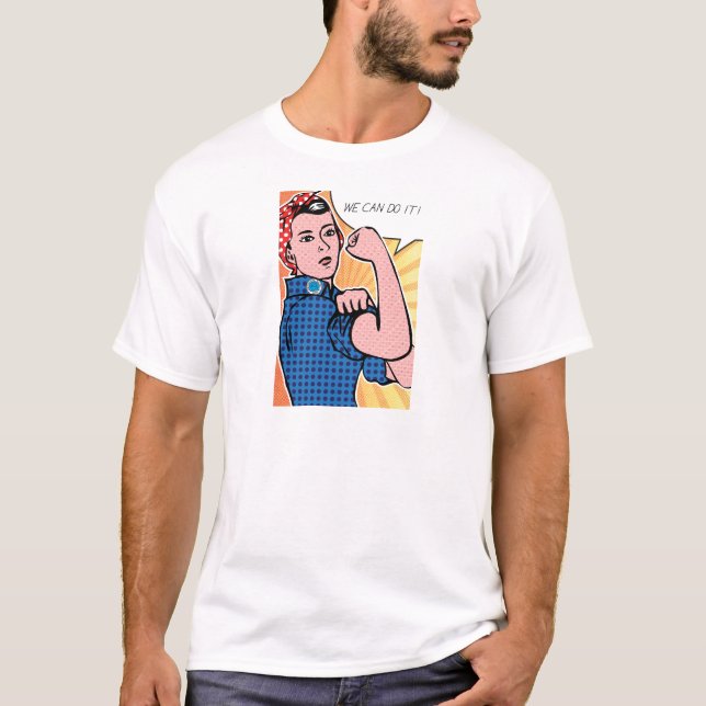 Rosie the Riveter We Can Do It! Pop Art Dots T-Shirt (Front)