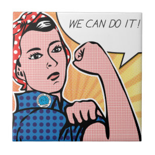 Rosie the Riveter We Can Do It! Pop Art Dots Tile