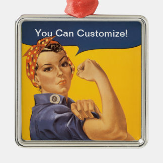 Rosie the Riveter We Can Do It! Your Text Here Metal Tree Decoration