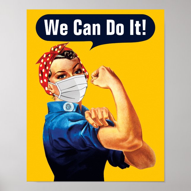 Rosie The Riveter With Mask - Add Your Own Slogan Poster (Front)