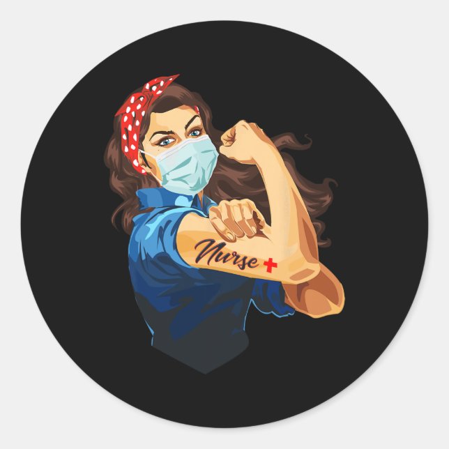 Rosie The Riveter - Woman Nurse  Classic Round Sticker (Front)