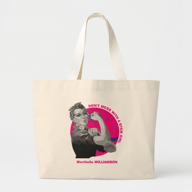 Rosie The Riveter WOMEN IN STEM Girl Large Tote Bag (Front)