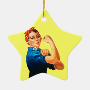 Rosie The Riveter WWII Poster Ceramic Tree Decoration