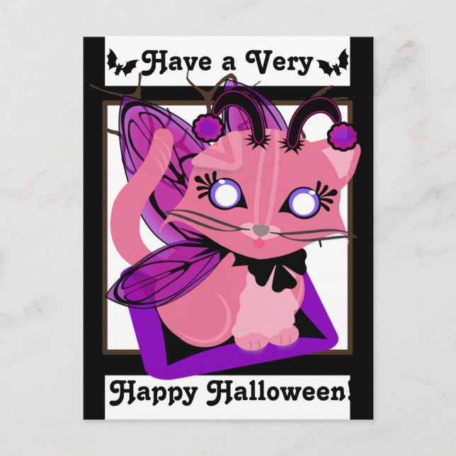 Rosie Toon Kitty Fairy Kitten B&W EdgesPostcard Postcard (Front)