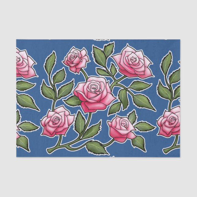 Rosier Pattern - Classic Blue Tissue Paper (Front)