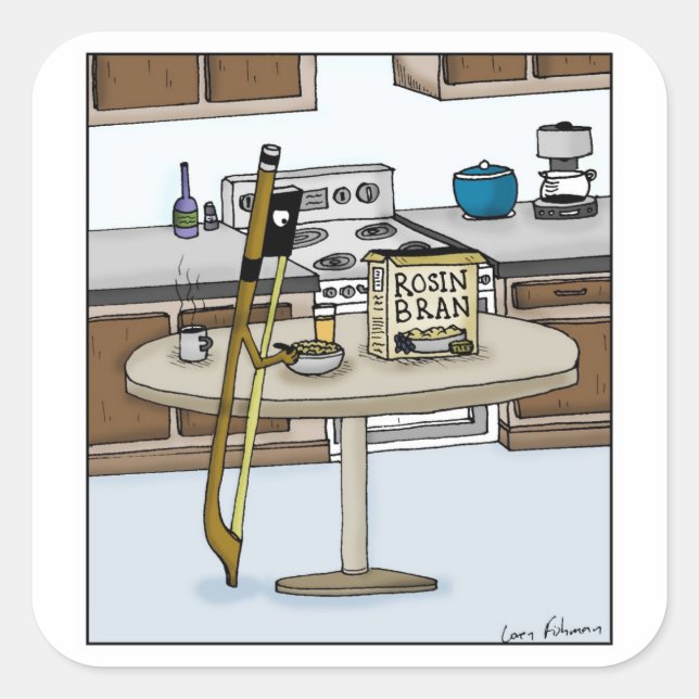 Rosin Bran String Instruments Bow Cartoon Square Sticker (Front)