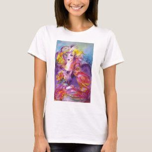 ROSINA / Lady with Rose and Parrot T-Shirt
