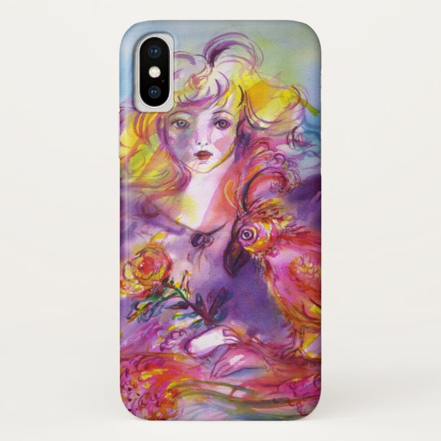 ROSINA /Young Girl with Rose and Parrot Case-Mate iPhone Case (Back)
