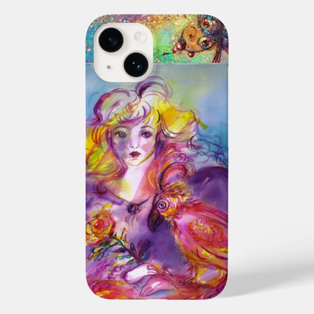 ROSINA /Young Girl with Rose and Parrot Case-Mate iPhone Case (Back)