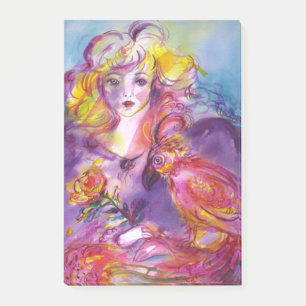ROSINA /Young Girl with Rose and Parrot Post-it Notes