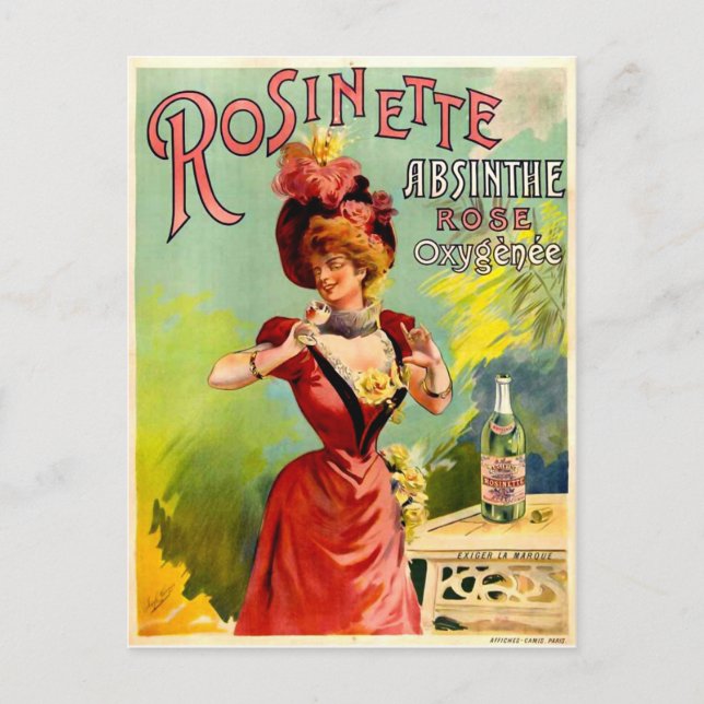 Rosinette Absinthe Rose Oxygénée Vintage Fine Art Postcard (Front)