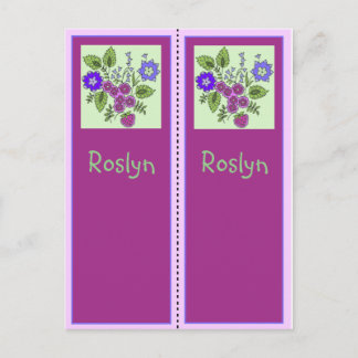 Roslyn Personalised Bookmark Postcard