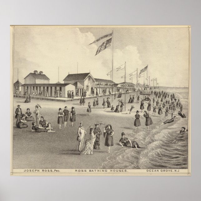 Ross Bathing Houses, Ocean Grove, NJ Poster (Front)