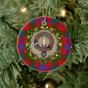 Ross Clan Badge & Tartan Personalised Christmas Ceramic Tree Decoration