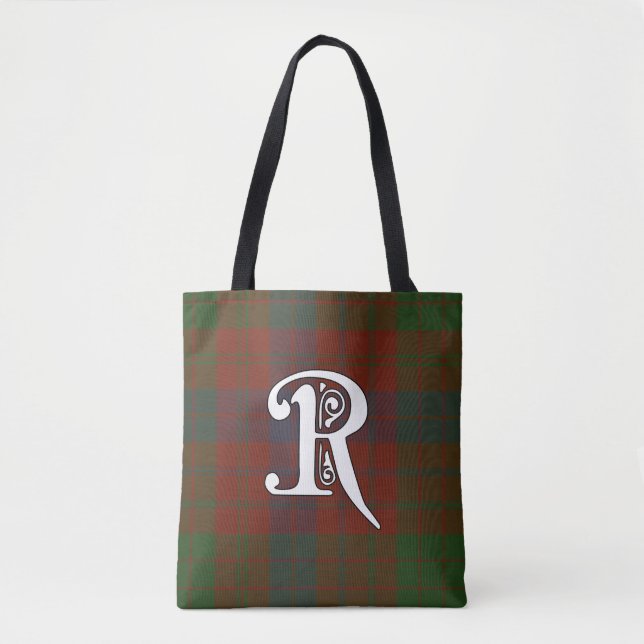 Ross Clan Tartan Monogram Tote Bag (Front)