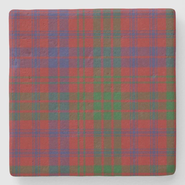 Ross Clan Tartan Plaid Stone Coaster (Front)